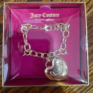 Juicy Couture Silver Chain Link Puffy Heart Bracelet